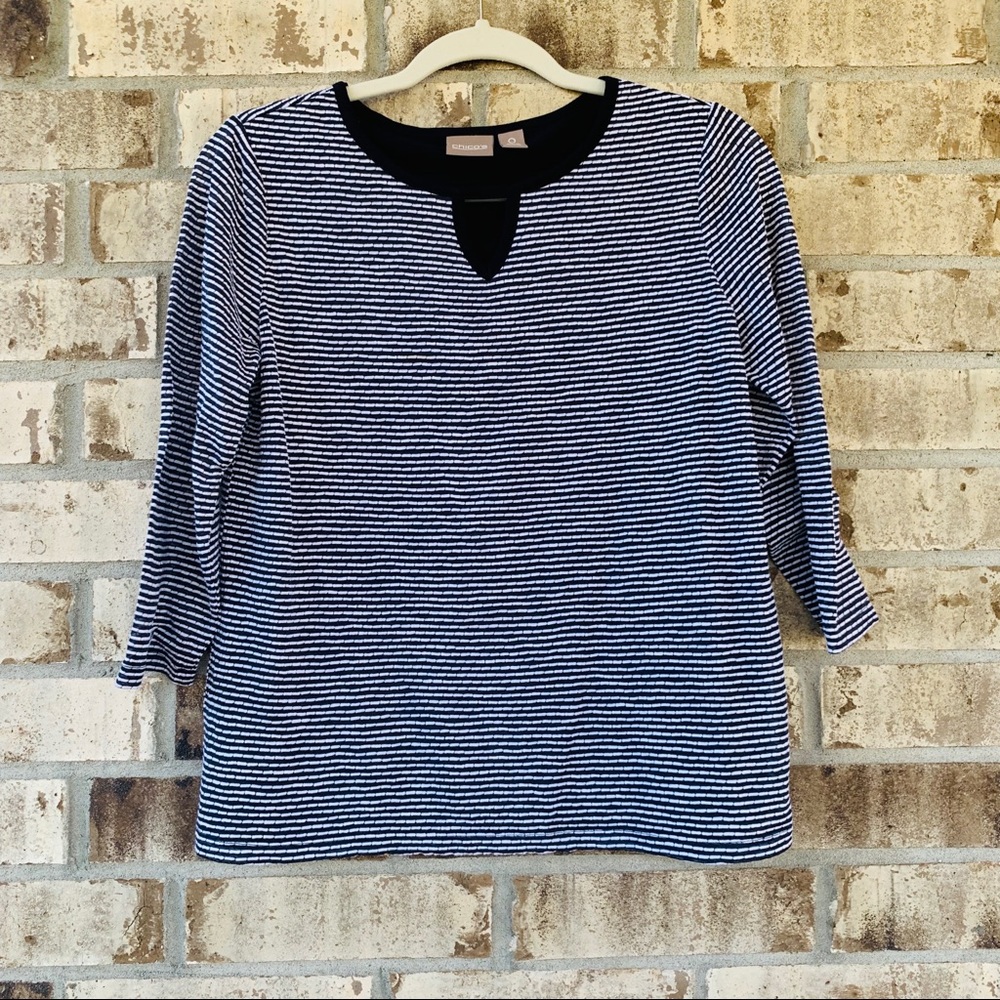 Chico’s striped long sleeve top size 0 (s)